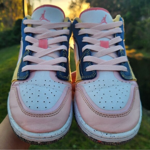 Nike Air Jordan Low SE Big Girls Size 4Y Multicolor Pink Canva Sneakers Shoes - Picture 8 of 16